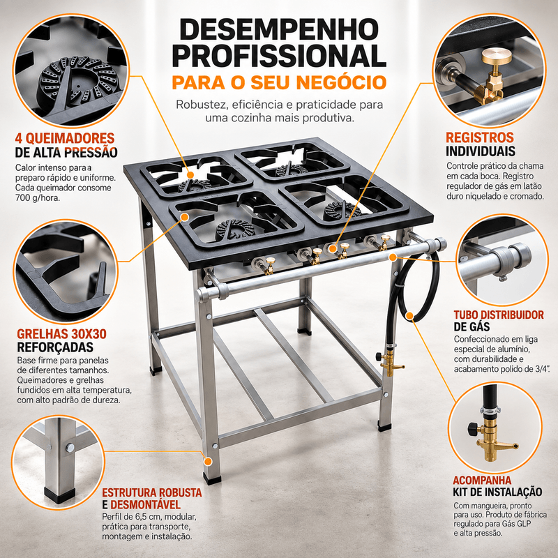 FOGAO-4-BOCAS-30X30CM-GAS-DE-COZINHA-ALTA-PRESSAO-PERFIL-65CM-DE-PE---METALMAQ