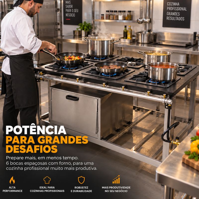 FOGAO-6-BOCAS-40X40CM-GAS-DE-COZINHA-BAIXA-PRESSAO-PERFIL-9CM-FORNO---METALMAQ