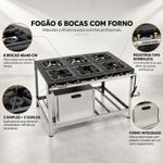 FOGAO-6-BOCAS-40X40CM-GAS-DE-COZINHA-BAIXA-PRESSAO-PERFIL-9CM-FORNO---METALMAQ
