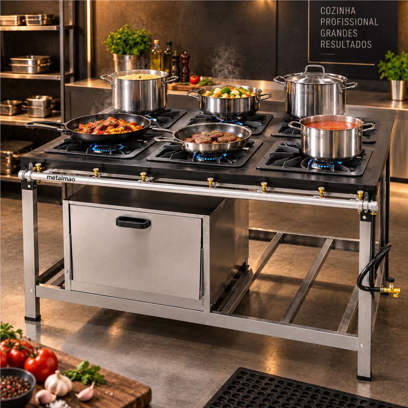 FOGAO-6-BOCAS-40X40CM-GAS-DE-COZINHA-BAIXA-PRESSAO-PERFIL-9CM-FORNO---METALMAQ