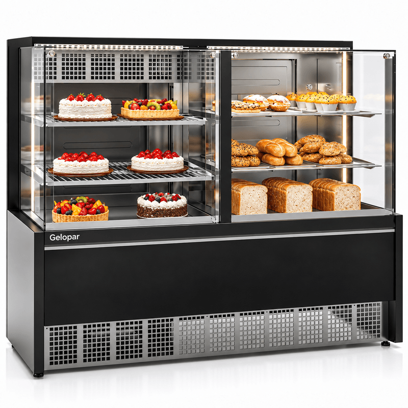 VITRINE-NEUTRA-E-FRIA-AURORA-GRNA-140R-PRETO-VIDRO-RETO-220V---GELOPAR