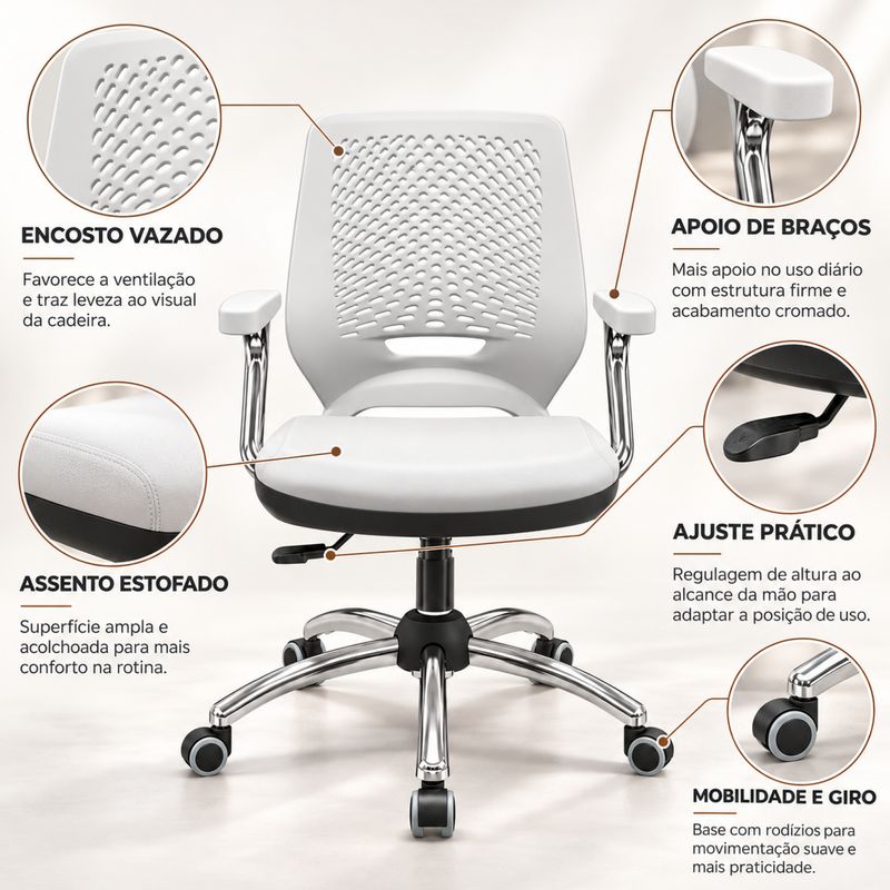 CADEIRA-BEEZI-GIRATORIA-VINIL-BRANCO-BASE-E-BRACO-CROMADA-REGULADOR-ENCOSTO---PLAXMETAL