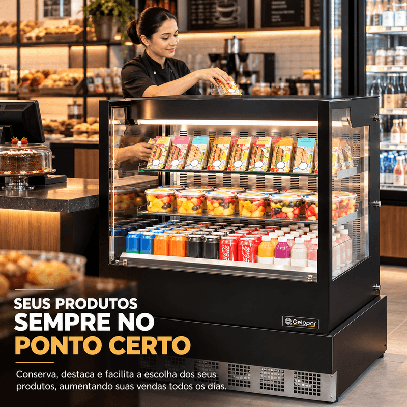 VITRINE-REFRIGERADA-ABERTA-AR-FORCADO-GGEA-100-PRETO-VIDRO-RETO-SEM-BANDEJA-220V---GELOPAR